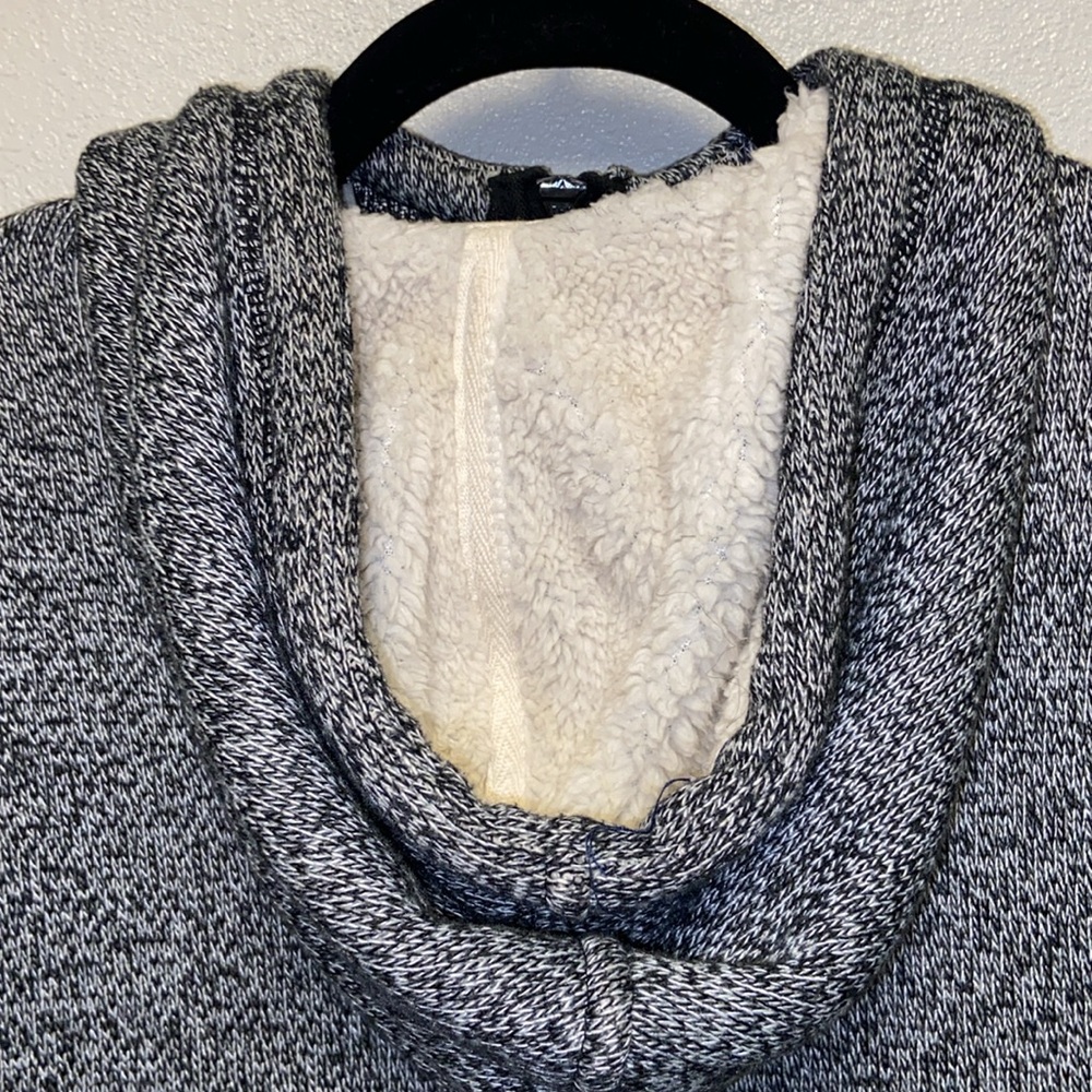 Bench Black White Heathered Sherpa Lined Mock Turtle Neck GorpCore Hoodie 3285 - Picture 7 of 15